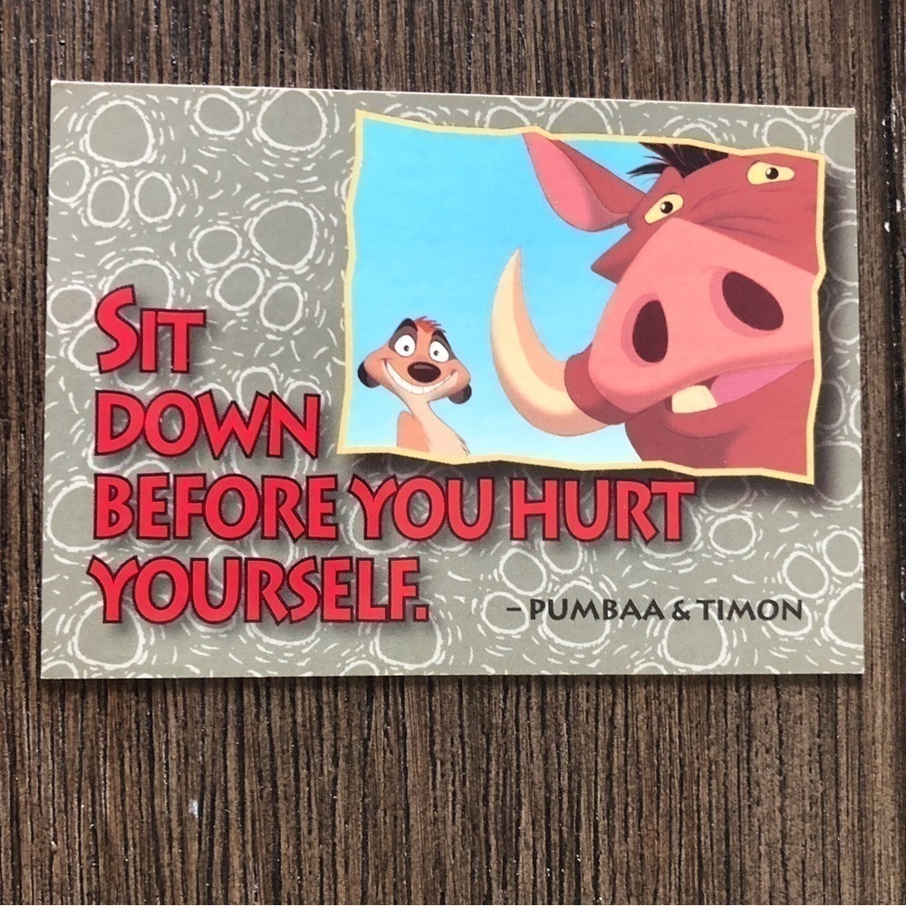 Disney The Lion King 1995 trading card: Sit Down Before You Hurt Yourself #86